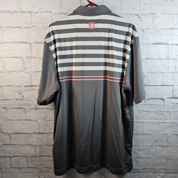 Footjoy Mens XL Gray,White,Peach Polo Moisture Wicking Golf Preppy - Picture 3 of 6